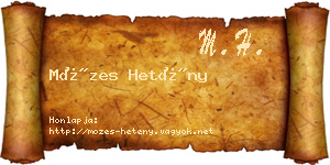 Mózes Hetény névjegykártya